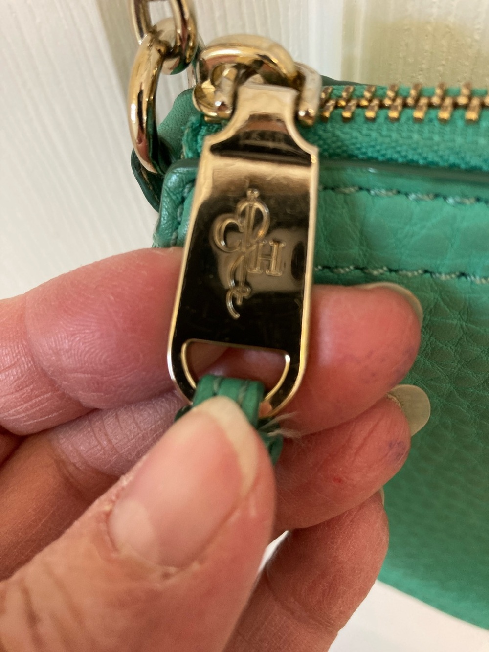 Cole Haan Teal Pebbled Leather Crossbody with Gold-Tone Hardware - Picture 3 of 9